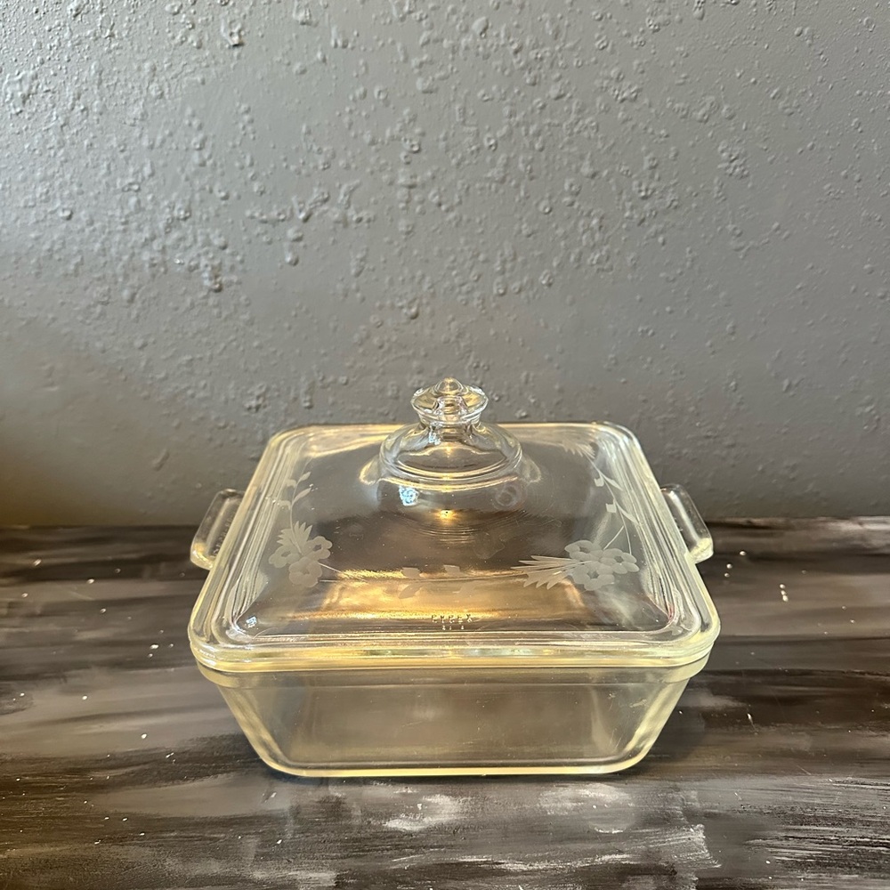 Vintage  PYREX clear etched glass square dish with lid 053-or-653 B - Picture 8 of 8